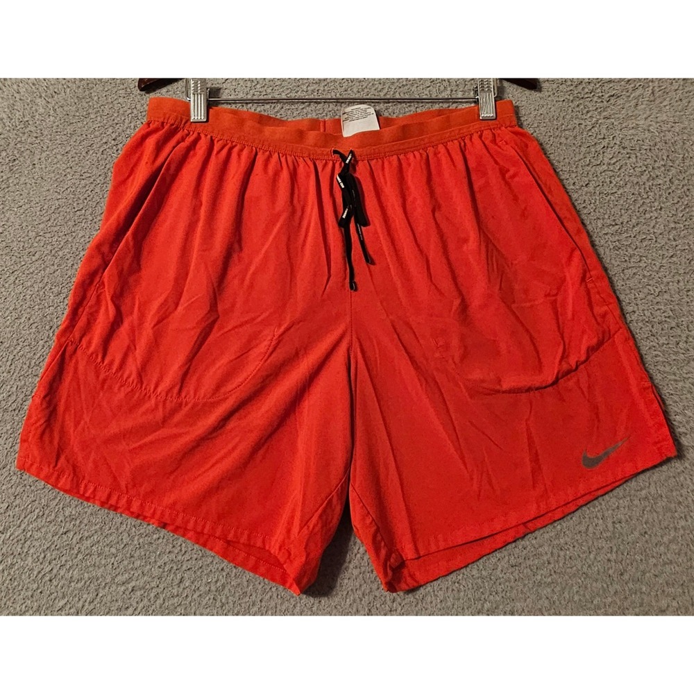 Nike Dri-FIT Mens Orange Running Training Shorts CJ5459-673 Large 6 Inch Inseam